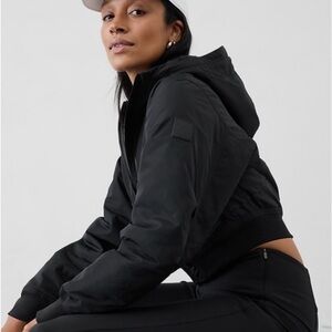 NWT Athleta Lucent Bomber Jacket Black Size Small Tall